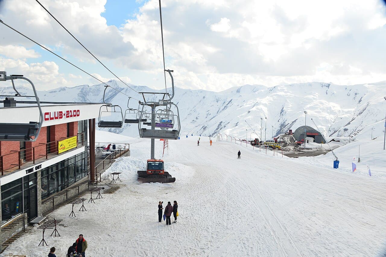Snow-covered ridges and peaks above Gudauri ski resort
