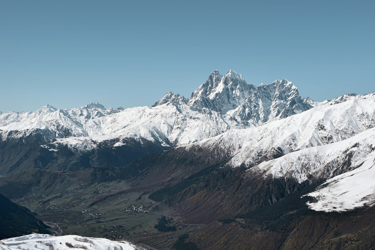 Mount Ushba above the Svaneti valley on the road to Mestia